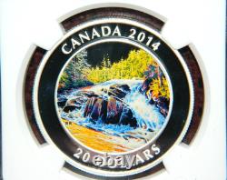 2014 Canada $20 Algonquin River Rapids Colored Silver Ngc Pf 70 Ultra Cameo Er