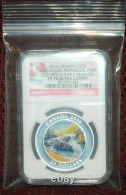 2014 Canada $20 Algonquin River Rapids Colored Silver Ngc Pf 70 Ultra Cameo Er
