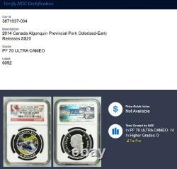 2014 Canada $20 Algonquin River Rapids Colored Silver Ngc Pf 70 Ultra Cameo Er