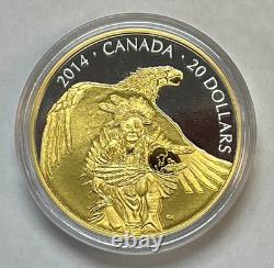 2014 Canada $20 Legend of Nanaboozhoo & Thunderbird Gild 1 oz Silver Proof Coin