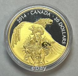 2014 Canada $20 Legend of Nanaboozhoo & Thunderbird Gild 1 oz Silver Proof Coin