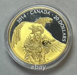 2014 Canada $20 Legend of Nanaboozhoo & Thunderbird Gild 1 oz Silver Proof Coin