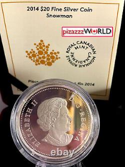 2014 Canada $20 Murano Venetian Glass Snowman. 9999 Pure Silver Proof COLOR COIN