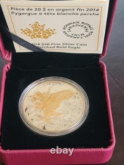 2014 Canada $20 Perched Bald Eagle Proof 1 oz Silver Coin in RCM Box COA