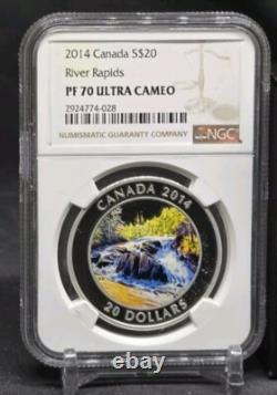 2014 Canada $20 River Rapids Ngc Pf70 Uc. 999 Silver Coin