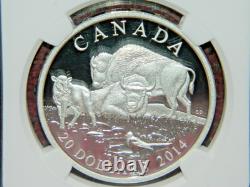 2014 Canada $20 The Bison A Family At Rest Silver Coin Pf70 Ultra Cameo Er+ogp