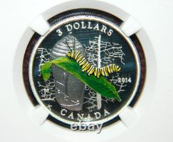 2014 Canada $3 Animal Architects Caterpillar & Chrysalis Silver Ngc Pf70 Uc Er