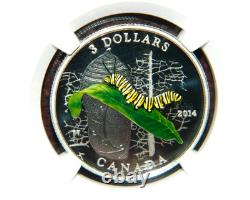 2014 Canada $3 Animal Architects Caterpillar & Chrysalis Silver Ngc Pf70 Uc Er