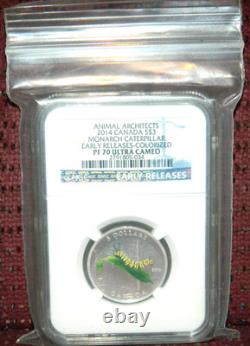 2014 Canada $3 Animal Architects Caterpillar & Chrysalis Silver Ngc Pf70 Uc Er