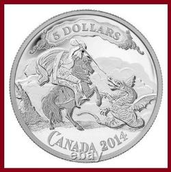2014 Canada $5 St George Slaying Dragon Fine Silver Proof Coin COA Mintage 8500