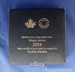 2014 Canada 5oz Silver Proof $50 coin Maple Leaves in Case / COA (G4/4)