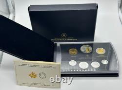 2014 Canada. 9999 7-Coin Fine Silver Proof Set with Gold Plated Dollar 100th Ann