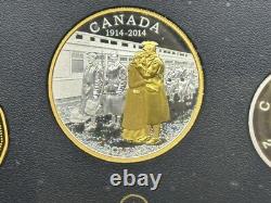 2014 Canada. 9999 7-Coin Fine Silver Proof Set with Gold Plated Dollar 100th Ann