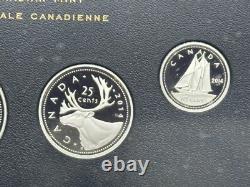 2014 Canada. 9999 7-Coin Fine Silver Proof Set with Gold Plated Dollar 100th Ann