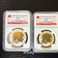 2014 Canada Maple Leaf $5 1 oz Silver 0.9999 Gilt Reverse Proof NGC PF70