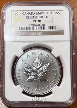 2014 Canada Maple Leaf Silver $5 Reverse Proof NGC PF70, free shipping