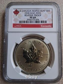 2014 Canada Ngc Reverse Proof Pf69 Silver Maple Leaf-chicago Ana S$5
