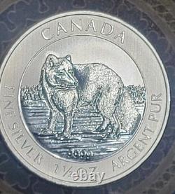 2014 Canada Silver 1.5 oz Wolf $8 Coin BU. 9999 Fine Canadian Wildlife Series