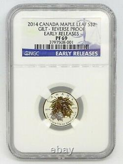 2014 Canada Silver Maple Leaf Gilt Reverse Proof Set NGC PF69 5-Coins 1/20-1oz