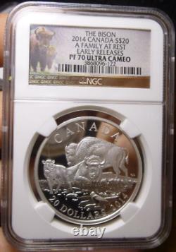 2014 Canada Silver The Bison 4 Coin Proof Set $20 NGC PF70 UCAM Early Releases
