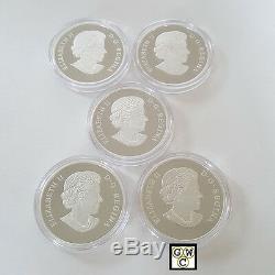 2014 O' Canada- $25.9999 Fine Silver Proof set of 5 coins in Wooden Case(OOAK)