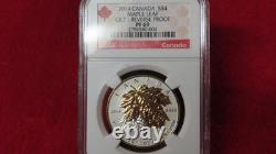 2014 Reverse Proof $4 Silver Maple Leaf Incused Gold Gilt Canada PF69 NGC