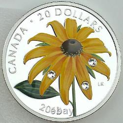 2015 $20 Black-eyed Susan with Swarovski Elements 99.99% Pure Silver Color Proof