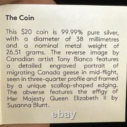 2015 $20 Canada Goose Master of the Sky 99.99% Pure Silver Scalloped Shape Proof