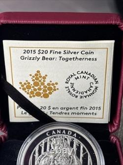 2015 $20 Canadian 1oz Silver Grizzly Bear Togetherness (proof)