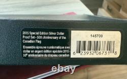 2015 50th Anniversary of Canada Flag Royal Mint Silver Dollar Proof Set COA Case