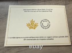 2015 50th Anniversary of Canada Flag Royal Mint Silver Dollar Proof Set COA Case