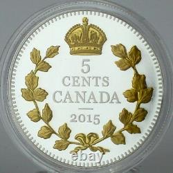 2015 5C Crossed Maple Boughs Legacy of Canada Nickel 1 oz 9999 Silver Gold-Plate