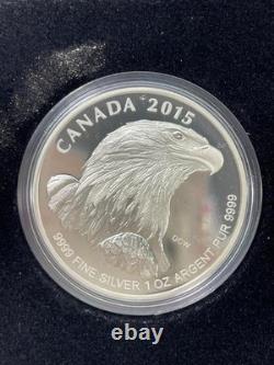 2015.999 Silver Fractional Set 4pc Proof-Like Bald Eagle, Canadian Mint 1.85ozt