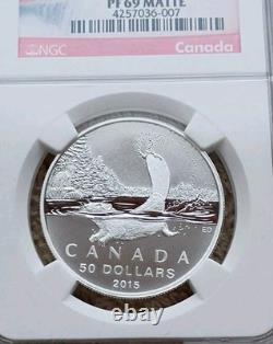 2015 CANADA 1/2 oz SILVER $50 BEAVER NGC PF 69 MATTE NICE COIN / SLAB