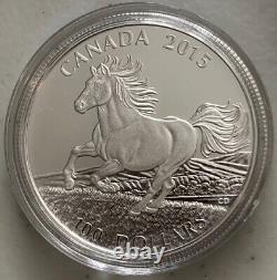 2015 CANADA $100 PURE SILVER MATTE PROOF UNC 1 Oz. Elizabeth II CANADIAN HORSE