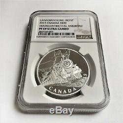 2015 CANADA Home Front Transcont. Railroad $20 Silver Coin NGC Proof 69 UC