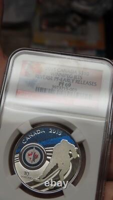 2015 CANADA Winnipeg Jets NHL 1/2 oz NGC PF 69 REVERSE PROOF Silver $10 Coin
