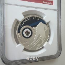 2015 CANADA Winnipeg Jets NHL 1/2 oz NGC PF 69 REVERSE PROOF Silver $10 Coin