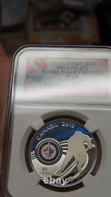 2015 CANADA Winnipeg Jets NHL 1/2 oz NGC PF 69 REVERSE PROOF Silver $10 Coin