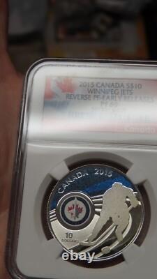 2015 CANADA Winnipeg Jets NHL 1/2 oz NGC PF 69 REVERSE PROOF Silver $10 Coin