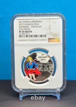 2015 Canada $10 DC Comics Supergirl Strength Ngc Pf70 Matte Silver Coin