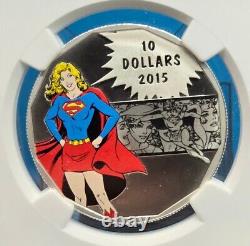 2015 Canada $10 DC Comics Supergirl Strength Ngc Pf70 Matte Silver Coin