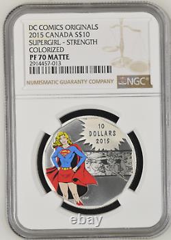 2015 Canada $10 DC Comics Supergirl Strength Ngc Pf70 Matte Silver Coin