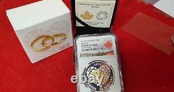 2015 Canada $20 Gilt Wedding Rings. 9999 1 oz silver NGC PF69 Cameo W. Box/COA