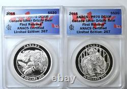 2015 Canada $20 Grizzly Bear The Catch & Togetherness 2 Coin Silver Set PR70