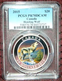 2015 Canada $20 Howling Wolf Colorized Silver Coin Pcgs Pr70 Dcam Pop=4