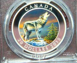 2015 Canada $20 Howling Wolf Colorized Silver Coin Pcgs Pr70 Dcam Pop=4
