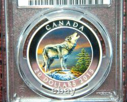 2015 Canada $20 Howling Wolf Colorized Silver Coin Pcgs Pr70 Dcam Pop=4
