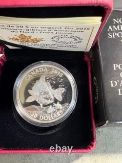 2015 Canada $20 NA Sportfish. 999 Silver 1 oz, Trout, Walleye, Pike Gem Pr, OGP