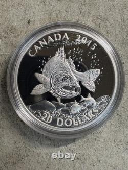 2015 Canada $20 NA Sportfish. 999 Silver 1 oz, Trout, Walleye, Pike Gem Pr, OGP